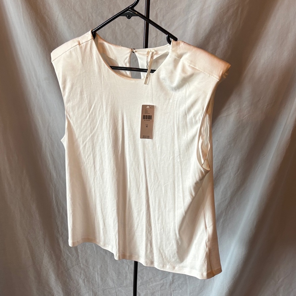 NWT Anthropologie White Muscle blues w small shoulder pads